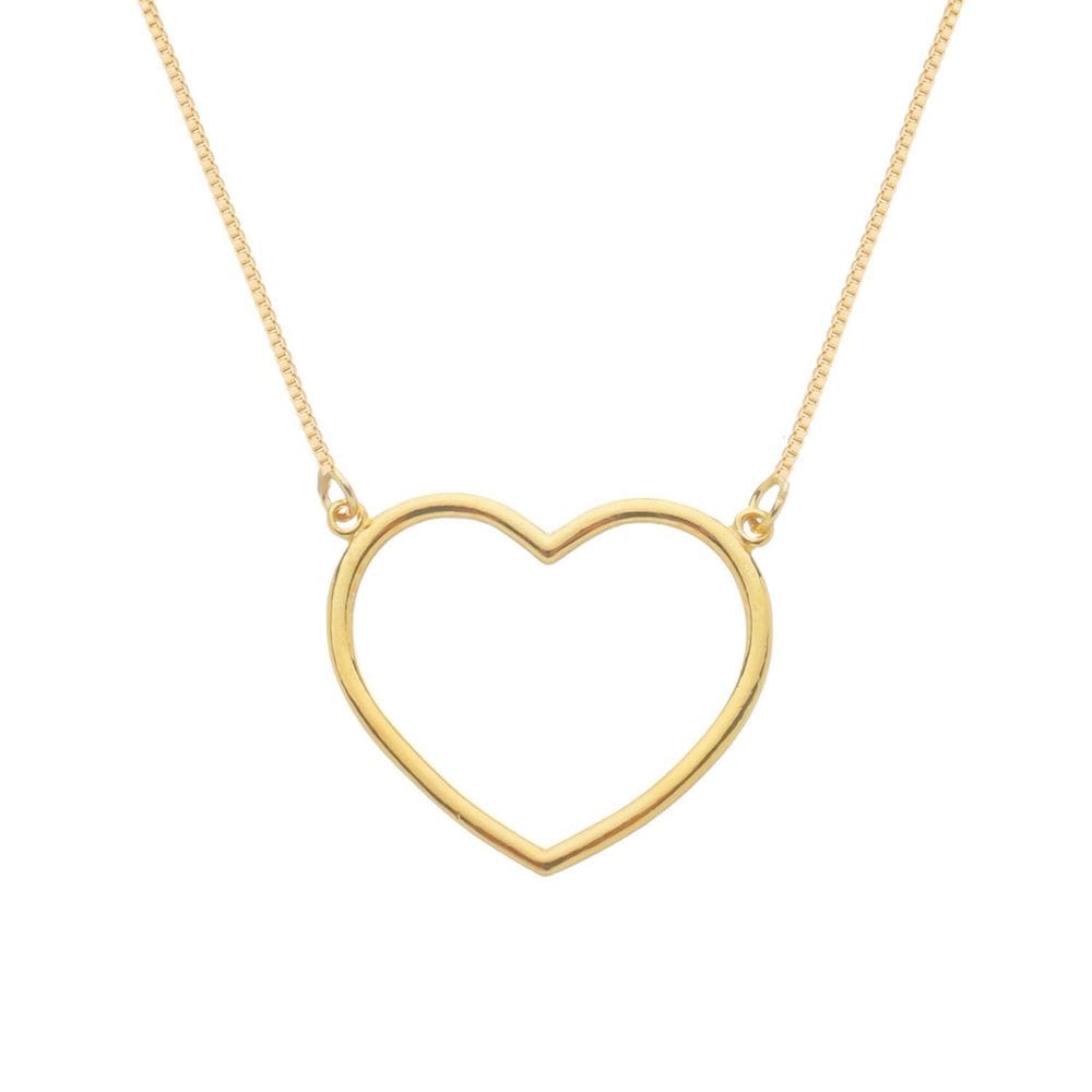 Colar Dourado De Coração Vazado Arco