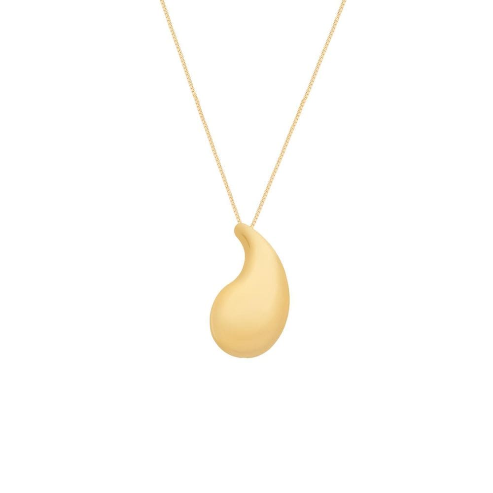Colar Dourado De Gota Curvada