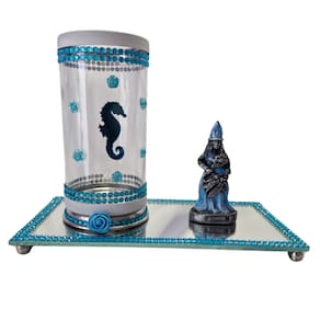 Kit Altar Iemanjá Porta Vela com Escultura e Bandeja Orixá