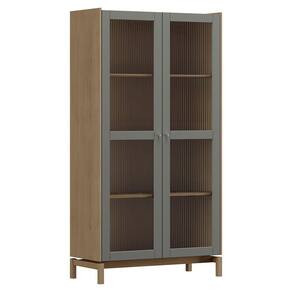 Cristaleira 2 Portas Vidro Canelado 190x100 cm 2158 Oak Ferrolack Milani Store