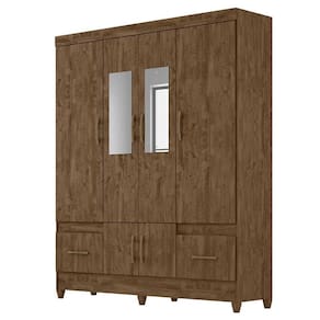 Guarda Roupa Casal MS912 6 Portas Castanho Wood com Espelho - Moval