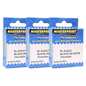 Fita para Rotulador MK231 12mmX8m Branca 3 Unidades - Masterprint