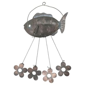 Sino Dos Ventos Peixe Flores Jardim Decoraçao Janela Varanda Quintal Enfeite Ambiente