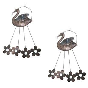 Sino Dos Ventos Flamingo Cisne Flores Kit 2 Unidades Decoraçao Jardim Quintal Som Suave Varanda Enfeite Relaxante