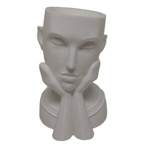 Rosto Enfeite Decoração Impressão 3d Porta Objeto Vaso 14 Cm Sala Branco
