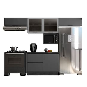 Cozinha Modulada Etna 5 Peças com Tampo e Nicho 5 Portas Poliman Móveis