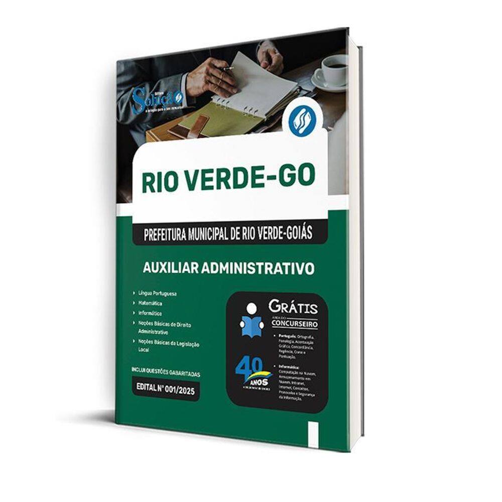 Apostila Prefeitura Rio Verde Go 2025 Auxiliar