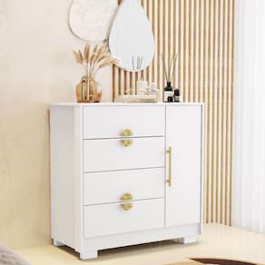 Cômoda Sapateira 4 Gavetas 1 Porta Ilha Bela Branco - Vila Rica