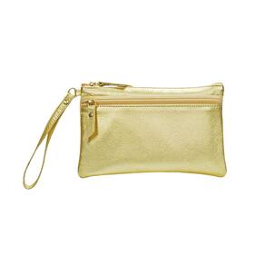 Clutch Feminina Carteira Dourada Porta Celular Couro Madamix