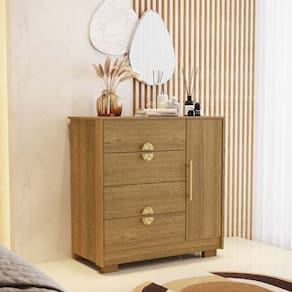 Cômoda Sapateira Ilha Bela 4 Gavetas 1 Porta Nature - Vila Rica