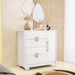 Cômoda Sapateira Ilha Bela 4 Gavetas 1 Porta Branco - Vila Rica