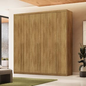 Guarda-Roupa com Maleiro interno 6 Portas 3 Gavetas Dubai Nature 100% MDF - Vila Rica