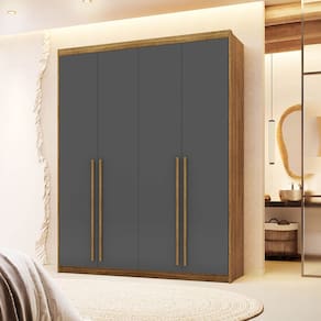 Guarda-Roupa Dubai 4 Portas 3 Gavetas Nature/Alasca 100% MDF - Vila Rica