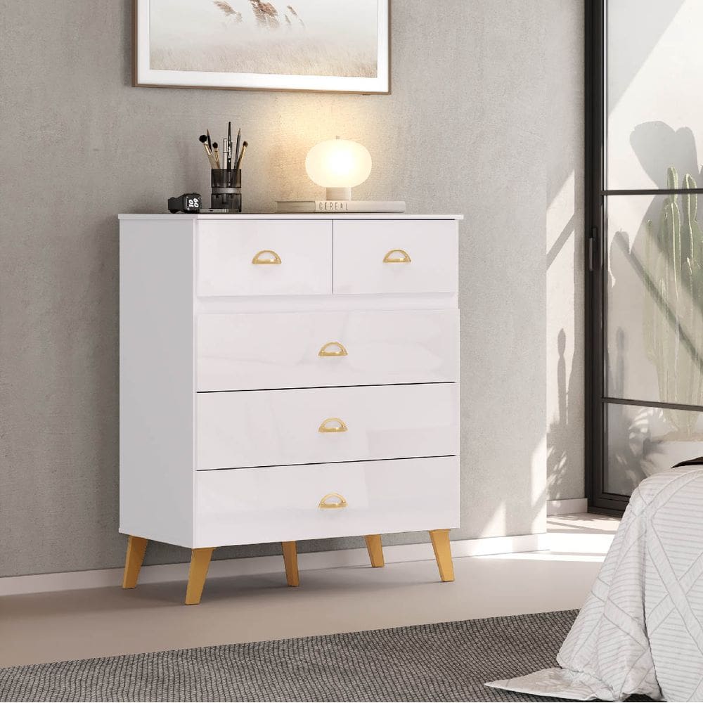 Cômoda 5 Gavetas Ibiza Branco - Vila Rica