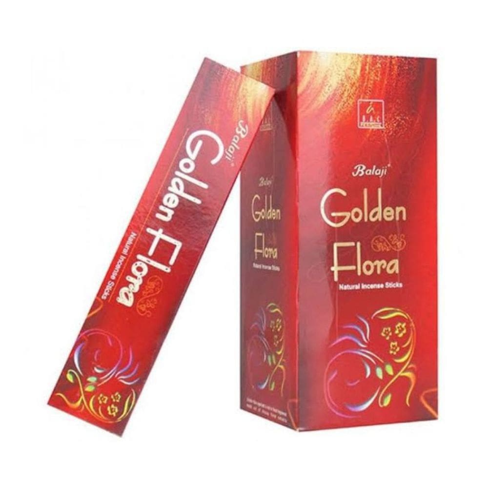 Balaji Golden Flora, Incensos Naturais Premium, Bastões Artesanais para Meditação e Aromaterapia