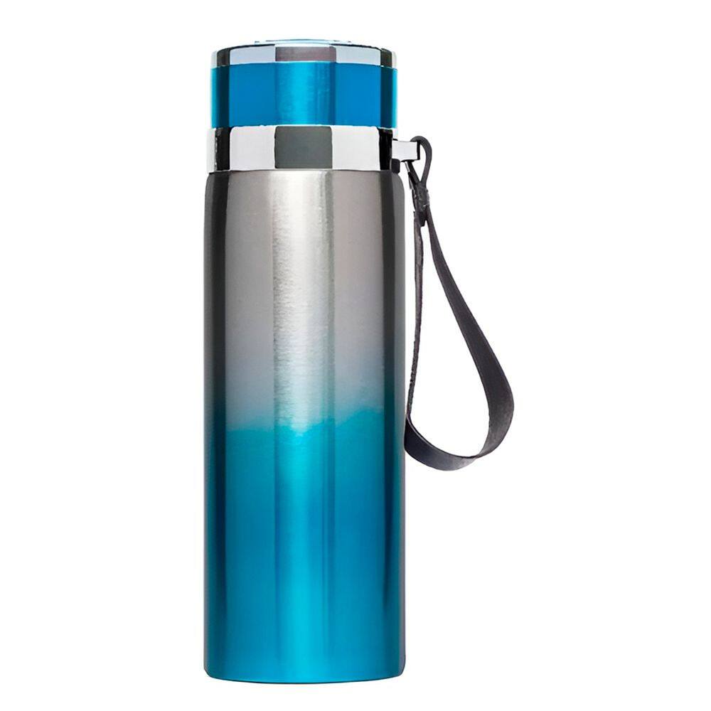 Garrafa Térmica 800ml Inox Academia Trilha Vedação Azul 26cm