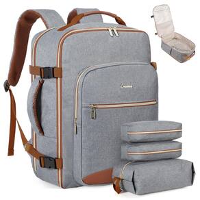 Mochila de viagem LOVEVOOK Carry on 40L com laptop de 17 polegadas cinza