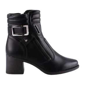 Bota Mississipi MC511 Feminino Preto saltinho bloco bico redondo