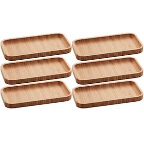 Kit 6 Petisqueiras Bandeja Bambu 20x10cm Lyor Hire Prato Salgados Petiscos