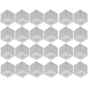 Kit 24 Spots Sobrepor Quadrados Luminárias de Teto Baixas Brancas MR16 Zoom Dital