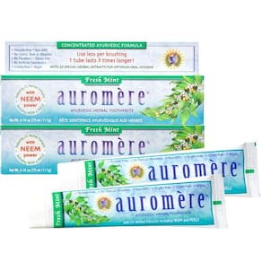 Pasta de dente Auromere Ayurvedic Herbal Fresh Mint 120mL, pacote com 2