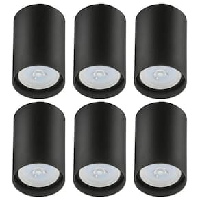 Kit 6 Spots de Sobrepor Zoom Pretos Luminária de Teto Redonda 8x12,5cm Bivolt 1 Lâmpada PAR20