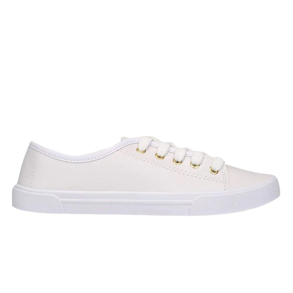 Tênis Moleca Feminino Casual Minimalista Cadarços Branco