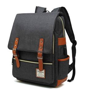 Mochila para laptop Mancio Vintage com porta de carregamento USB de 15,6 polegadas