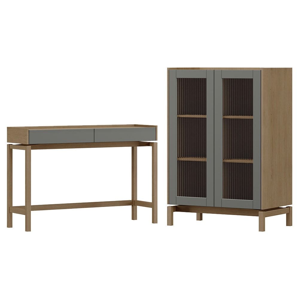 Cristaleira 2P Vidro Canelado Aparador 2G Oak Ferrolack Milani Store