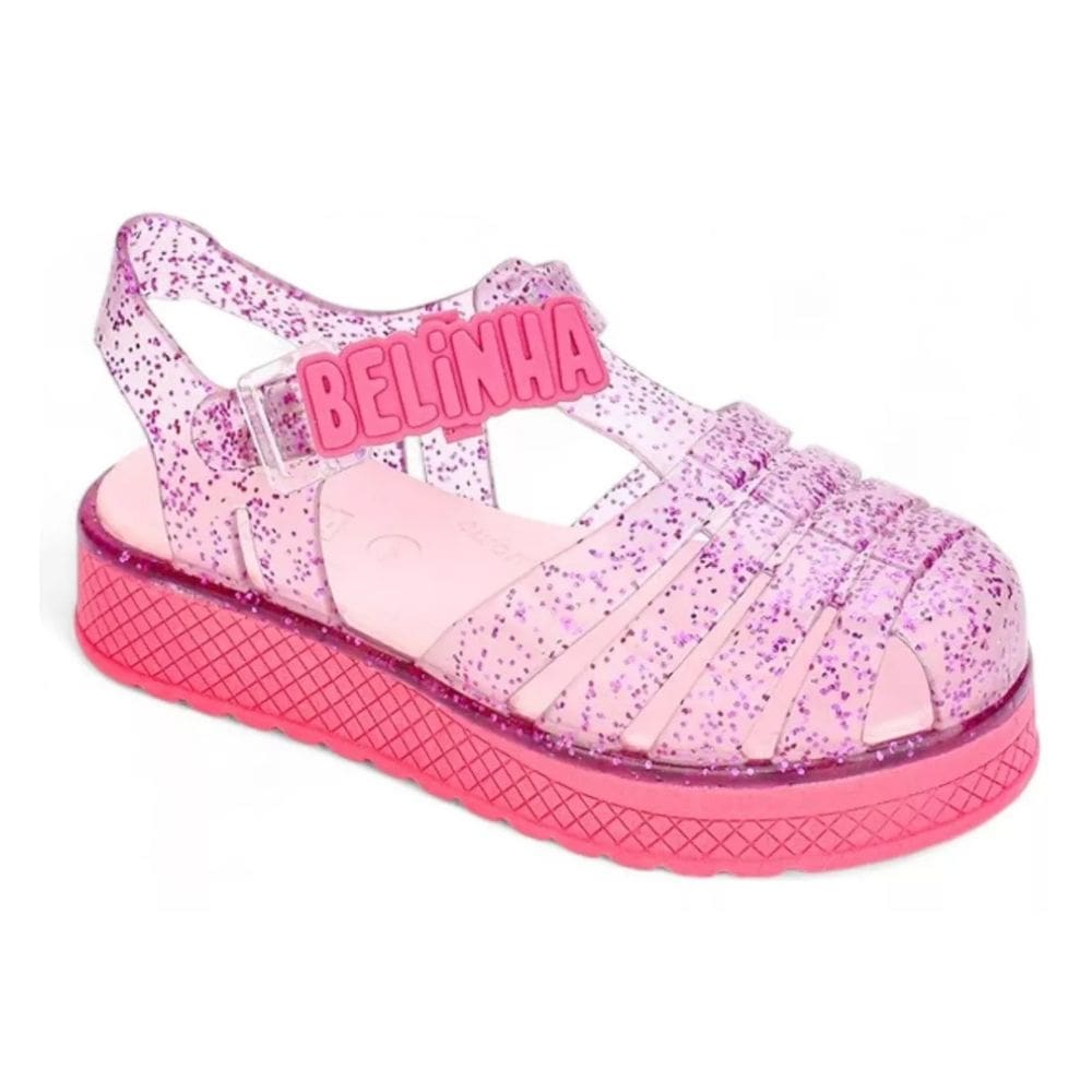 Sandália Kidy Infantil Meninas Casual Transparente Pink Glitter