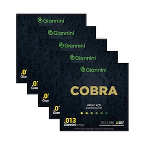 Kit 5 Encordoamento Violão Giannini Aço Cobra GEEFLXF Fósforo Bronze 0.013"