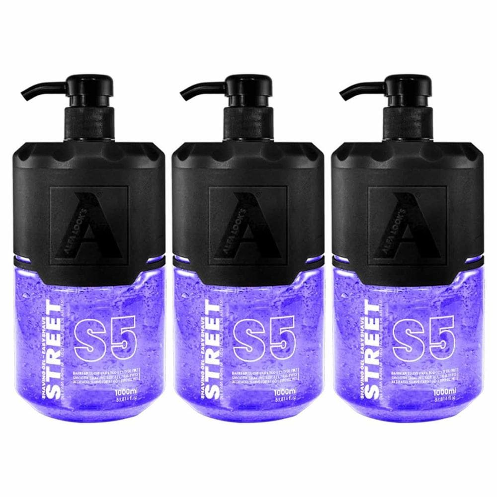 Kit 3X Shaving Gel De Barbear Street S5 1000Ml Alfa Looks