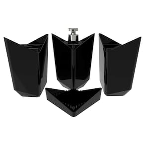 Kit Lavabo Prisma Preto 4Pç Porta Escova Algodão e Sabonetes Conjunto para Banheiro Crippa