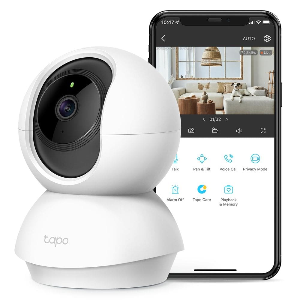 Câmera de segurança TP-Link Tapo 2K Pan Tilt C210 com áudio bidirecional