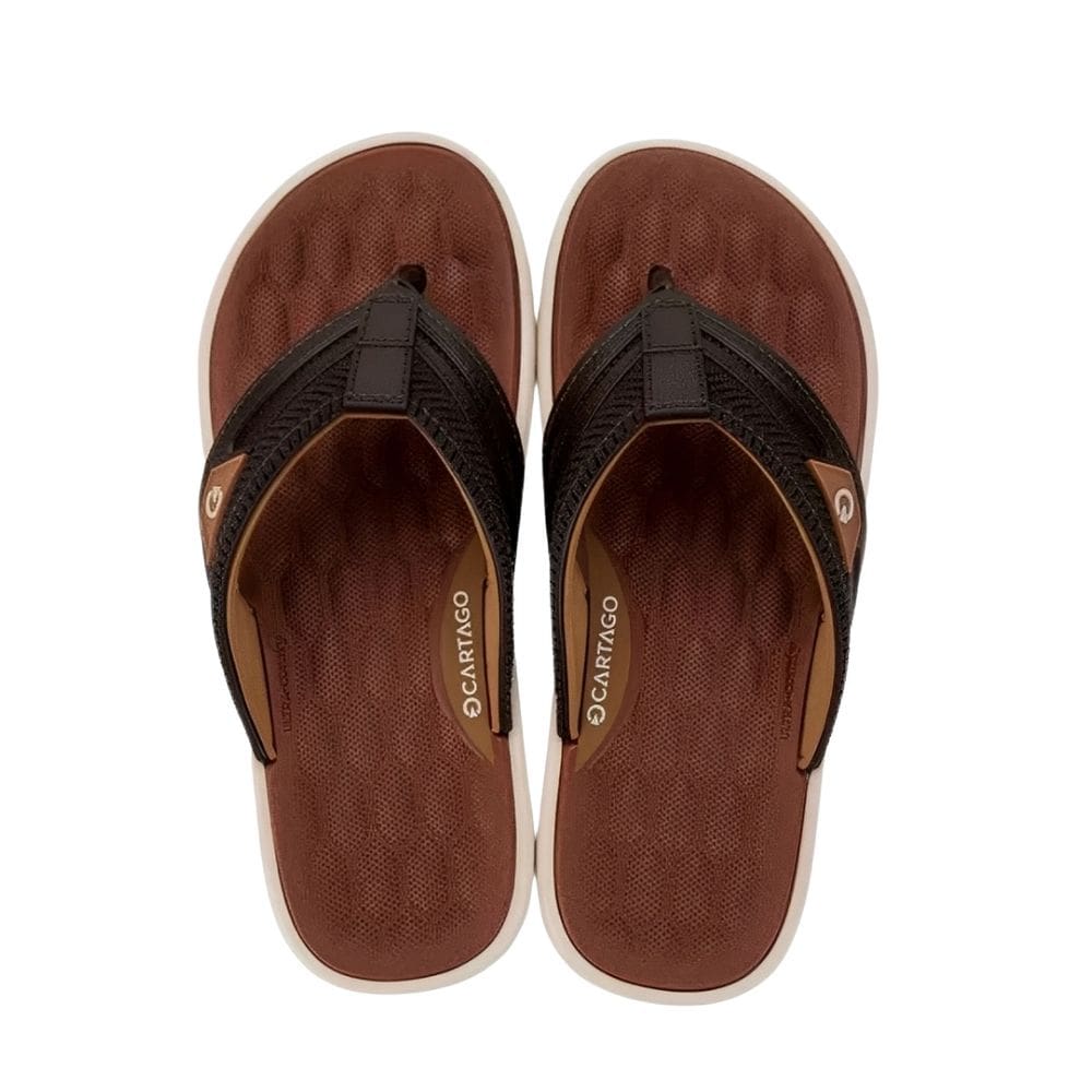Chinelo Cartago Malta IV Dedo Masculino Bege Marrom Castor