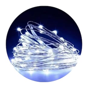 Cordão Com 100 Leds Pequena Gota 10 Metros Fio Crystal Azul