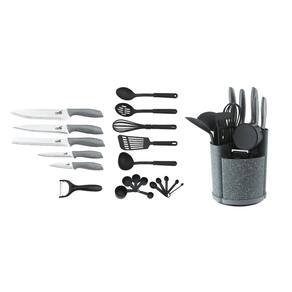 Conjunto De Facas do Chef Inox e Utensilios de Cozinha 22 Peças com Suporte