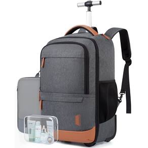 Mochila de viagem com rodinhas BAGSMART de 17 polegadas com cubos de embalagem cinza