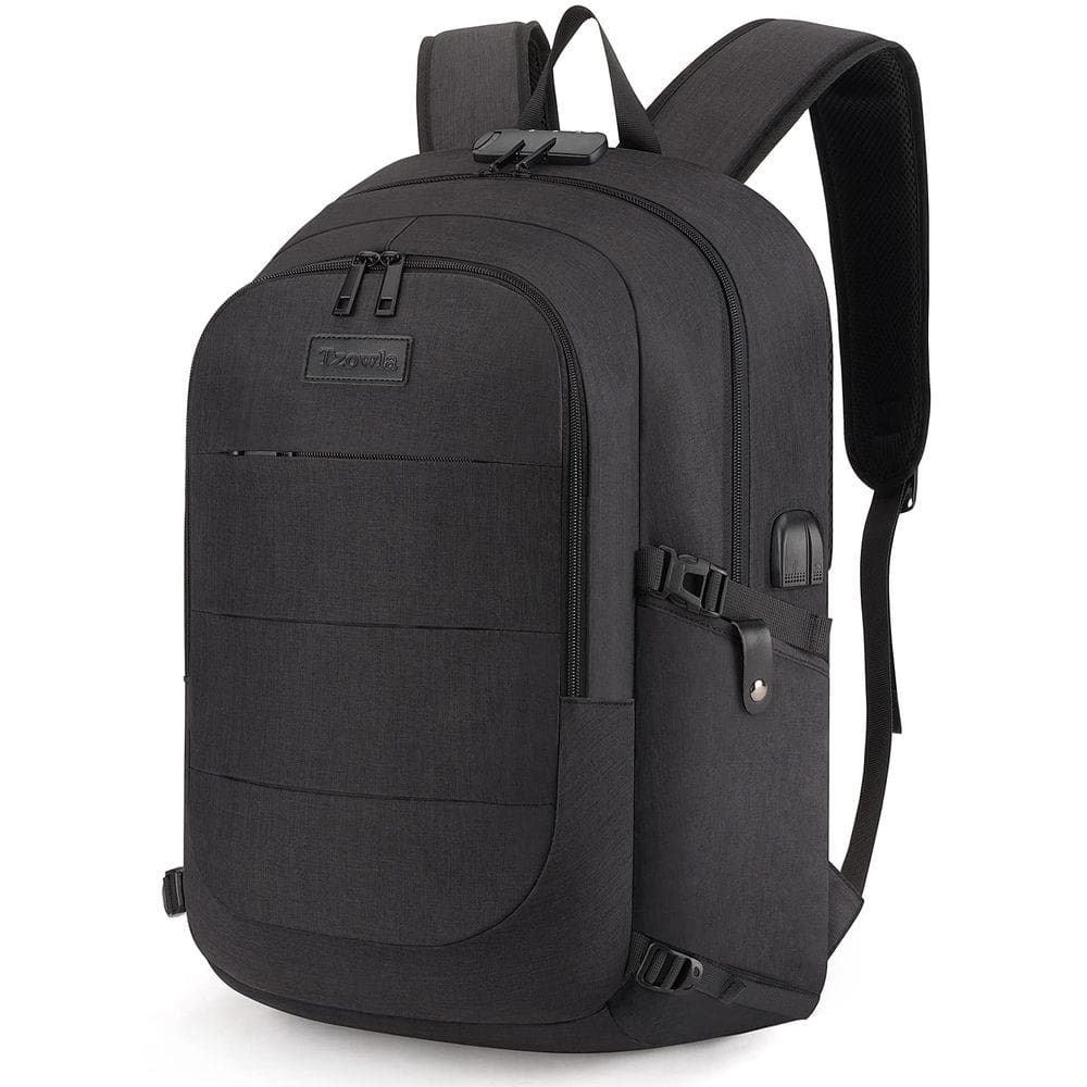 Mochila para laptop Tzowla anti-roubo resistente à água 17,3" preta
