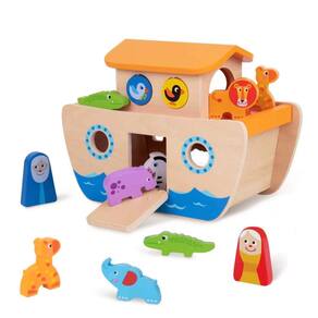 Brinquedo de madeira Noah`s Ark TOOKYLAND para crianças com classificador de formas de animais