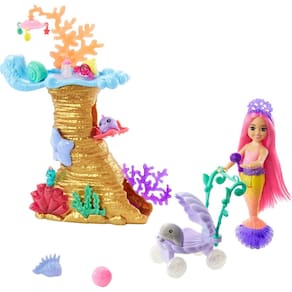 Conjunto de brinquedos Barbie Mermaid Power com boneca Chelsea e 4 animais de estimação