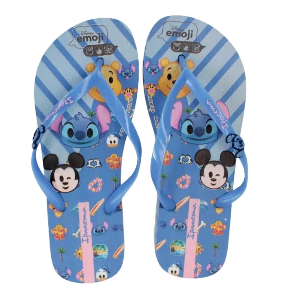 Chinelo Ipanema de Dedo Infantil Kids Stitch Disney Azul Rosa