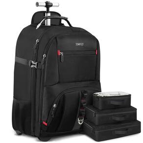 Mochila rolante ZOMFELT Travel com rodas para laptop de 17,3" preta