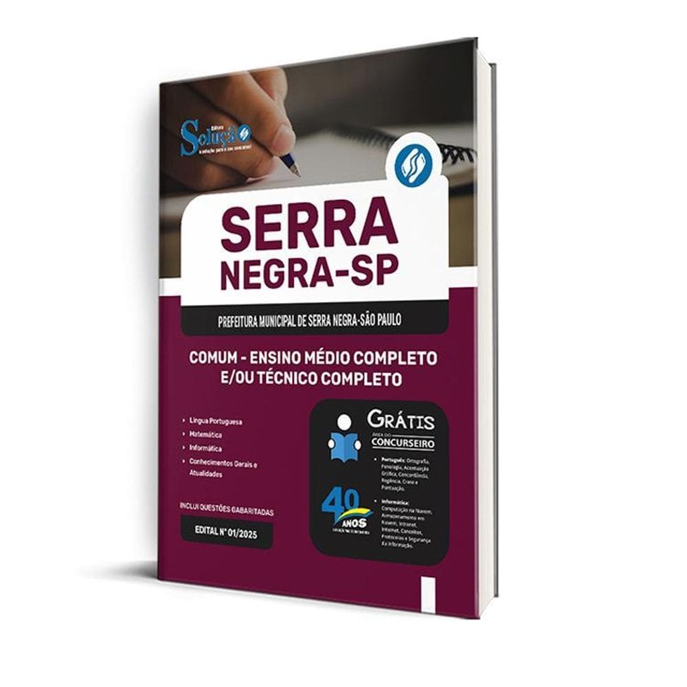 Apostila Prefeitura Serra Negra Sp 2025 Comum Ensino Médio
