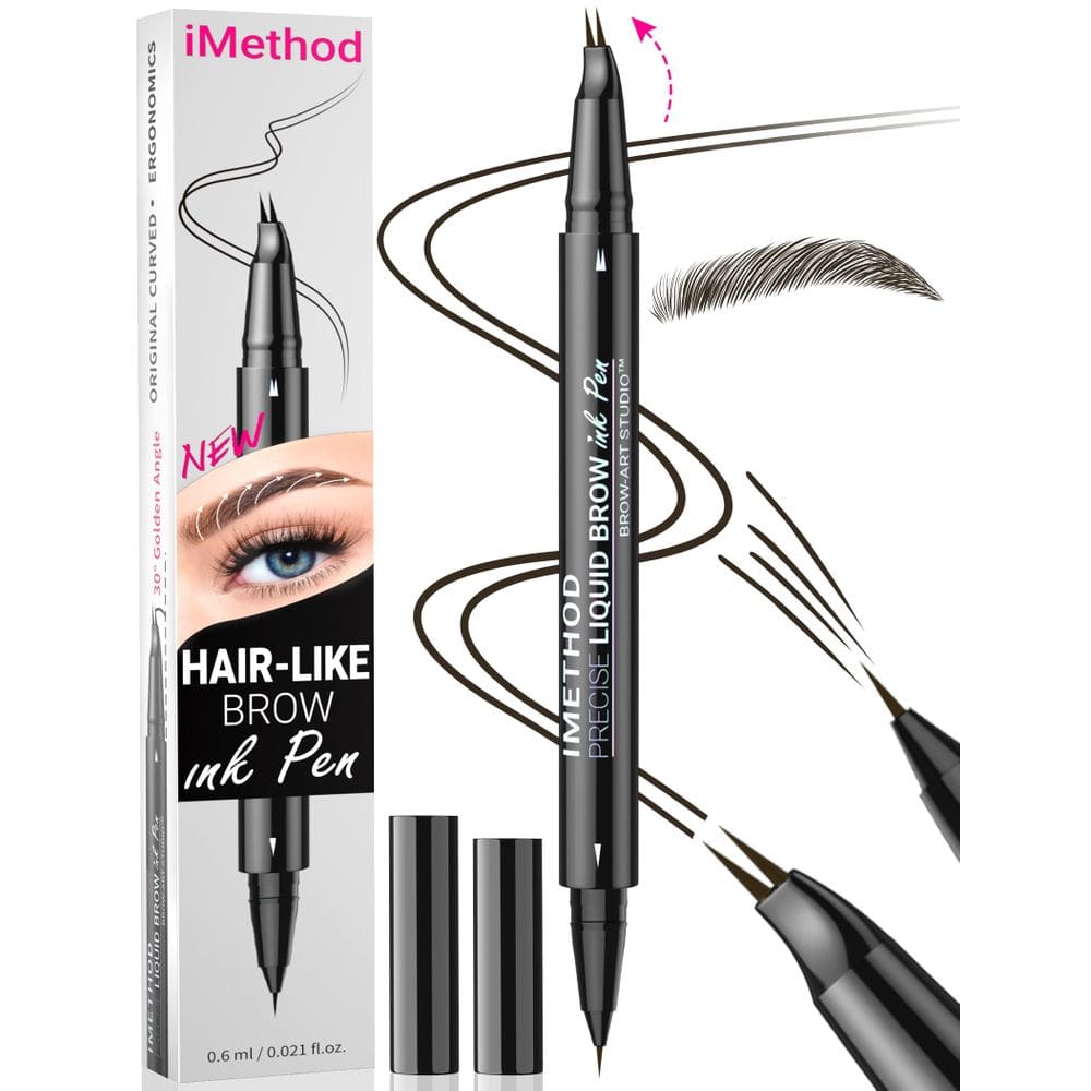 Caneta de sobrancelha iMethod Curved Dual-End Microblading preta marrom