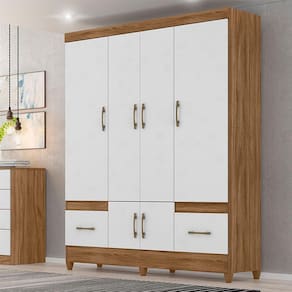 Guarda Roupa Casal Ambiente MS912 6 Portas Naturale Branco - Moval