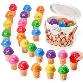 Brinquedos didáticos Ice Cream Alphabet JoyCat 52 peças com banheira