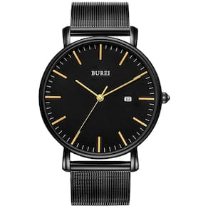 Relógio de pulso BUREI Fashion Minimalist Analog Date Men Gold