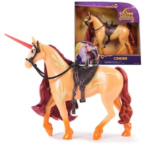 Toy Unicorn Academy Cinder com 2 acessórios de equitação de 28 cm