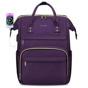 Mochila para laptop LOVEVOOK para mulheres de 17 polegadas impermeável roxa